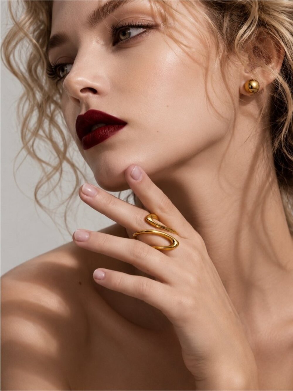 Gold color Sculptural Wrap Ring — Women's Fashion Ring